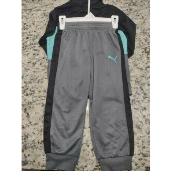 Puma Kids 2 Piece Set Size 3T NWT Black Gray Blue Turquoise Same Day Shipping - Picture 2 of 2